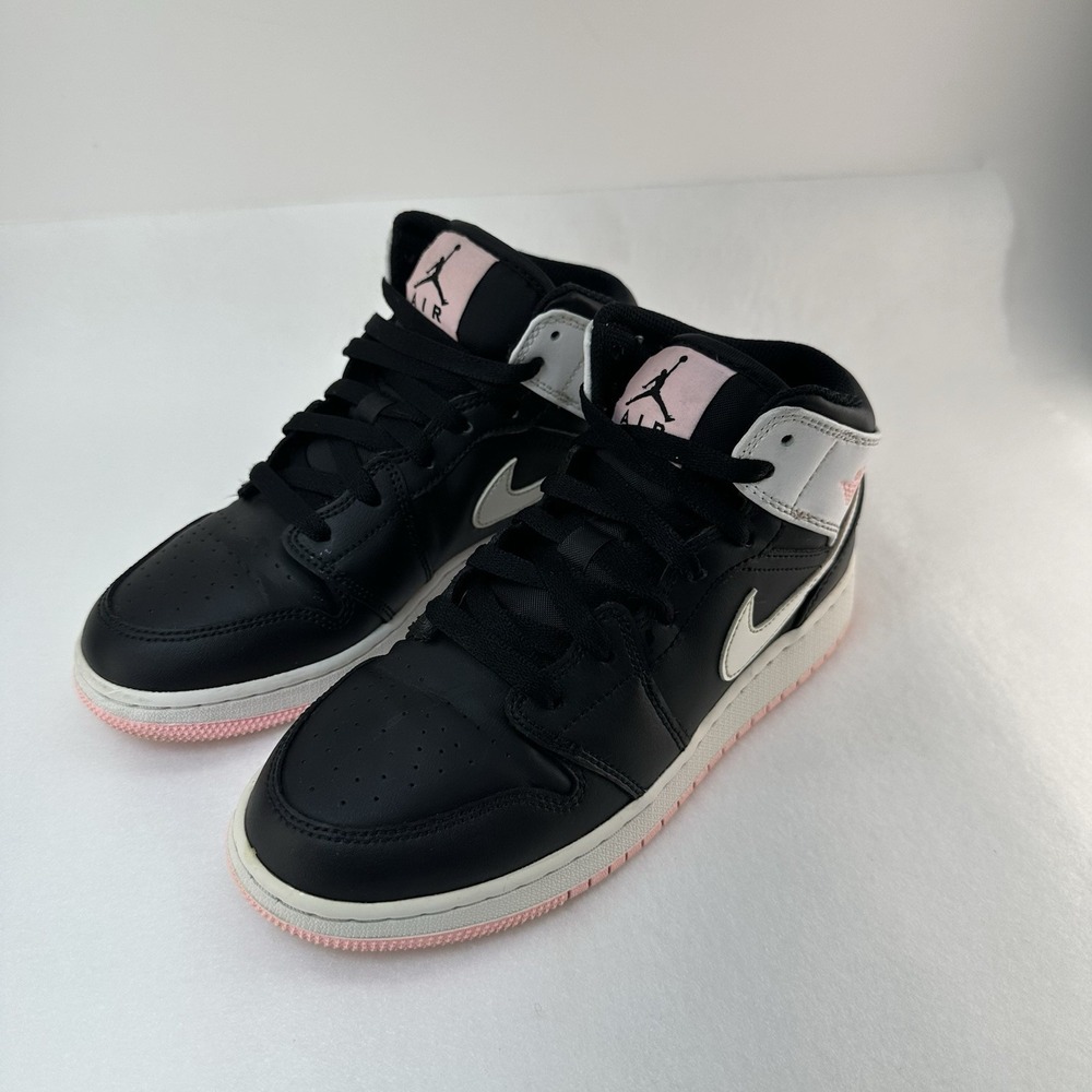 Air Jordan 1 Mid GS 5Y Black White Arctic Punch Pink 555112-061 Sneakers - Picture 4 of 16